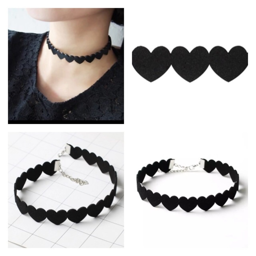 ๐๐๐ฒFIRM๐โBUNDLE 4 DISCOUNT BLACK HEART๐คCHOKER - Picture 2 of 3